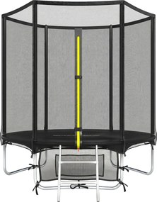 SPORTNOW Trampolim para Crianças Exterior Ø183 cm com Rede de Segurança Escada de 2 Degraus Cobertura de Molas Saco de Armazenamento Preto | Aosom Portugal