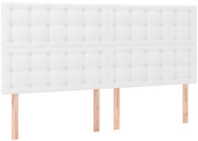 Cabeceira cama c/ LED couro artificial 200x5x118/128 cm branco