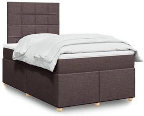 Cama boxspring com colchão 120x190 cm tecido castanho-escuro