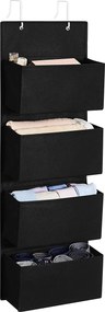 Armazenamento para guarda roupa suspenso que poupa espaço 33,5 x 12 x 100 cm, preto