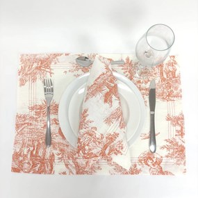 Individual/Guardanapo Linho COL Toile de Jouy Terracota Four Line