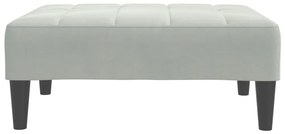 Sofá-cama 2 lugares c/ apoio de pés veludo cinza-claro