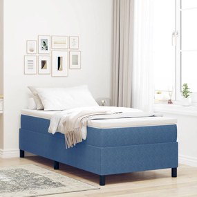 Cama Box com Colchão Azul 80x200 cm Tecido Corduroy