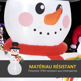 Boneco de Neve de Natal Insuflável, 120 x 80 x 180 cm, Luzes LED, Branco