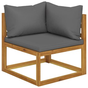 6 pcs conj. lounge jardim c/ almofadões madeira acácia maciça