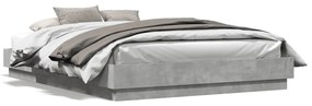 Estrutura de cama com luzes LED 140x200 cm cinzento cimento