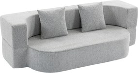 HOMCOM 2 em 1 Sofá Cama 2 Lugares com 2 Almofadas Removíveis, Braços, Assento Estofado, em Chenille, Cinza Claro | Aosom Portugal