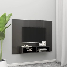 vidaXL Armário parede p/ TV 135x23,5x90 cm madeira cinza brilhante