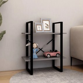 Estante com 2 prateleiras 60x30x70 cm pinho maciço cinzento