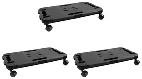 vidaXL Carrinhos de transporte 3 pcs 200 kg polipropileno preto