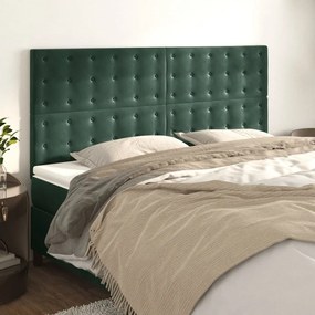 Cabeceira de cama 4 pcs veludo 90x5x78/88 cm verde-escuro