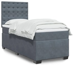 Cama com molas/colchão 80x200 cm veludo cinza-escuro