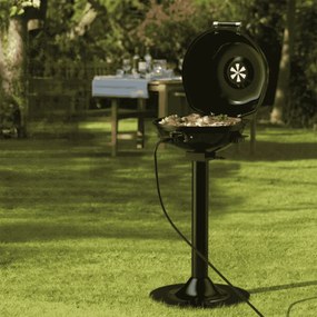 Grelhador elétrico para churrasco portátil com grelha antiaderente removível 52 x 44 x 82 cm Temperatura ajustável 1600W Grelha interior preta