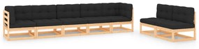 vidaXL 7 pcs conjunto lounge de jardim c/ almofadões pinho maciço