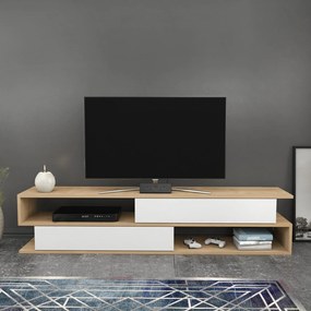 Móvel TV Cortez – Carvalho e Branco – 160 cm x 35,3 cm x 38,6 cm