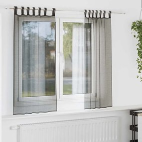 Cortinas de voile com aba 2 pcs preto