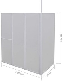 Cabine de duche dobrável formato L 70x120x137 cm 4 painéis