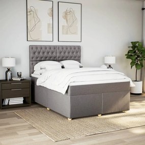 Cama com molas/colchão 160x200 cm tecido castanho-acinzentado
