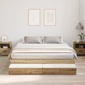 vidaXL Cama Armazenamento Carvalho Artisan 180x200 cm