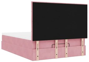 Estrutura de cama otomana com colchões 140x200 cm veludo rosa