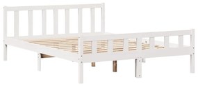 Cama com estante sem colchão 150x200 cm pinho maciço branco