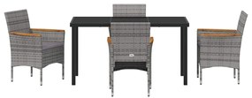 Conjunto de 5 Peças de Jantar para Jardim - Rattan Sintético Cinza