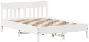 Cama sem colchão 150x200 cm madeira de pinho maciça branco