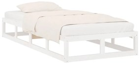 Estrutura de cama solteiro 90x190 cm madeira maciça branco