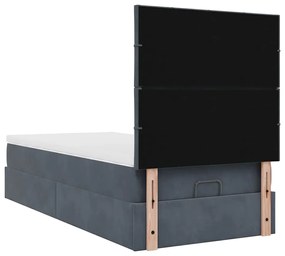 Estrutura de cama otomana com colchões cinza escuro veludo