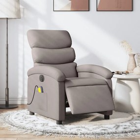 vidaXL Poltrona reclinável massagens elétrica tecido cinza-acastanhado