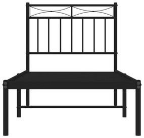 Estrutura de cama metal s/ colchão c/ cabeceira 75x190 cm preto
