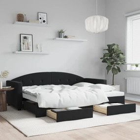 vidaXL Sofá-cama com gavetão e gavetas 80x200 cm veludo preto