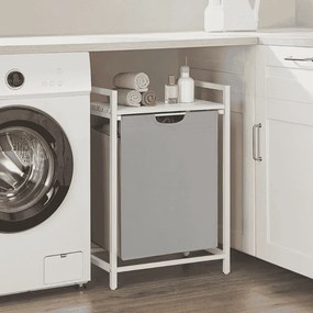 Cesto para roupa suja 65 L,  50,1 x 33,1 x 72,1 cm com prateleira em tecido Oxford cinzento