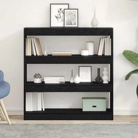 vidaXL Armário de Livros/Divisor de Ambiente Carvalho Preto 100x30x103cm Madeira de Engenharia