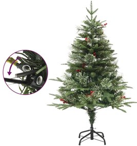 Árvore de Natal com pinhas pré-iluminada 150 cm PVC e PE verde