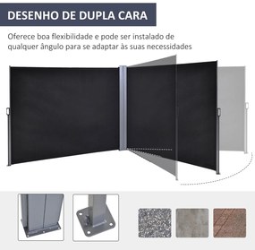 Outsunny Toldo Lateral Retrátil 600x160cm Toldo de Privacidade Extensí