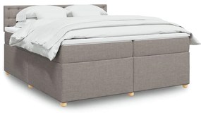 vidaXL Cama com molas/colchão 200x200 cm tecido castanho-acinzentado