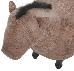 Tamborete animal em pele sintética castanha HORSE Beliani