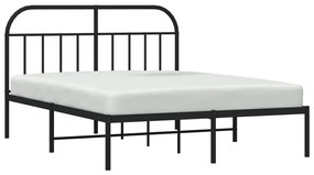 Estrutura de cama em metal com cabeceira 150x200 cm preto