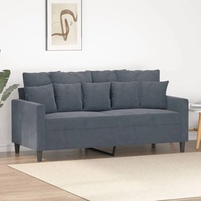 Sofá de 2 lugares 140 cm veludo cinza-escuro
