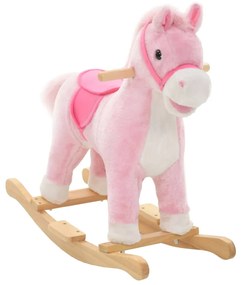 80218 vidaXL Animal de baloiçar cavalo em pelúcia 65x32x58 cm rosa
