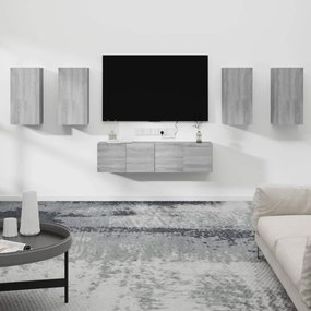 vidaXL Conjunto móveis de TV 6 pcs madeira processada sonoma cinza