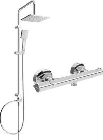 Mexen Slim Tord conjunto de chuveiro de superfície com chuveiro de chuva e bateria de chuveiro termostática, cromado