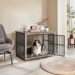 Gaiola para cães até 32 kg com 2 portas 98 x 65 x 69 cm Greige