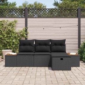 Conjunto de Sofás de Jardim vidaXL de 4 Peças com Almofadas em Rattan