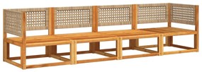 4 pcs conjunto de sofás de jardim com almofadões acácia maciça