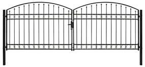 Portão p/ cerca porta dupla e topo arqueado 400x125cm aço preto
