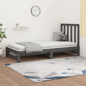 3108319 vidaXL Sofá-cama de puxar 2x(90x200) cm pinho maciço cinza