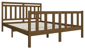 Estrutura cama king 150x200 cm madeira maciça castanho-mel