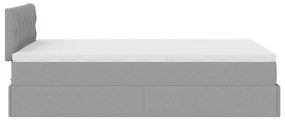 Cama otomana com colchão 120x200 cm tecido cinzento claro